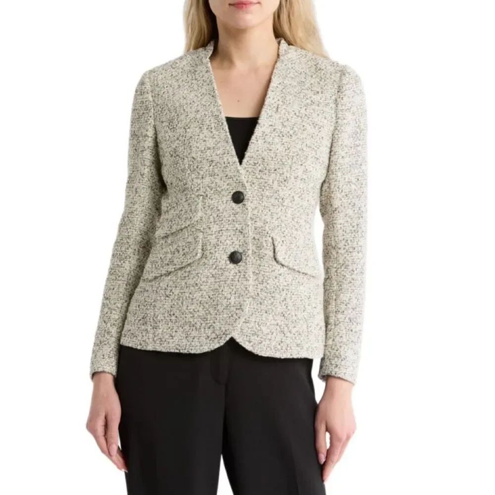 NWT Rag & Bone Elise tweed blazer on off white + green Size 2
